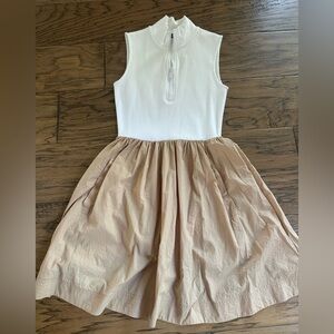 Steve Madden White Ribbed Top with taupe Skirt Dress